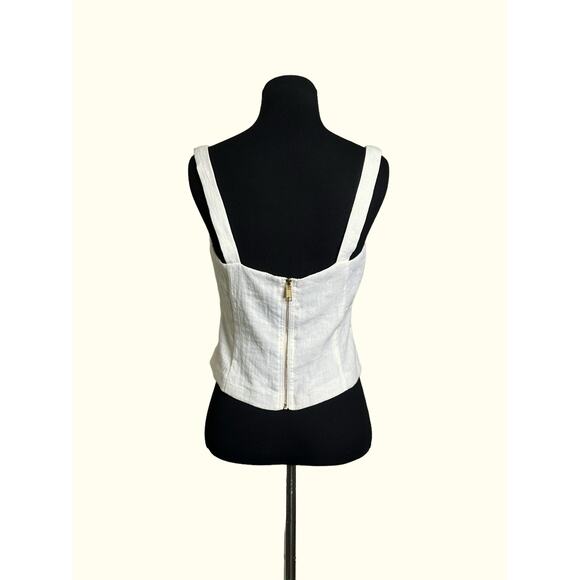 RACHEL ZOE cream cropped ruched gauze sleeveless top size 4 - Picture 11 of 12